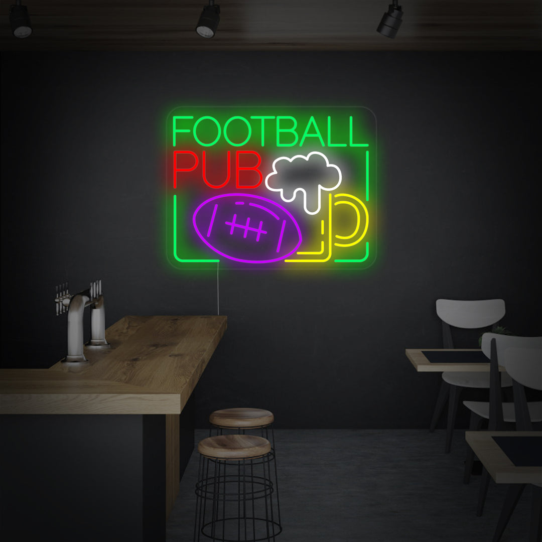 "Birra, Football pub" Insegna al neon
