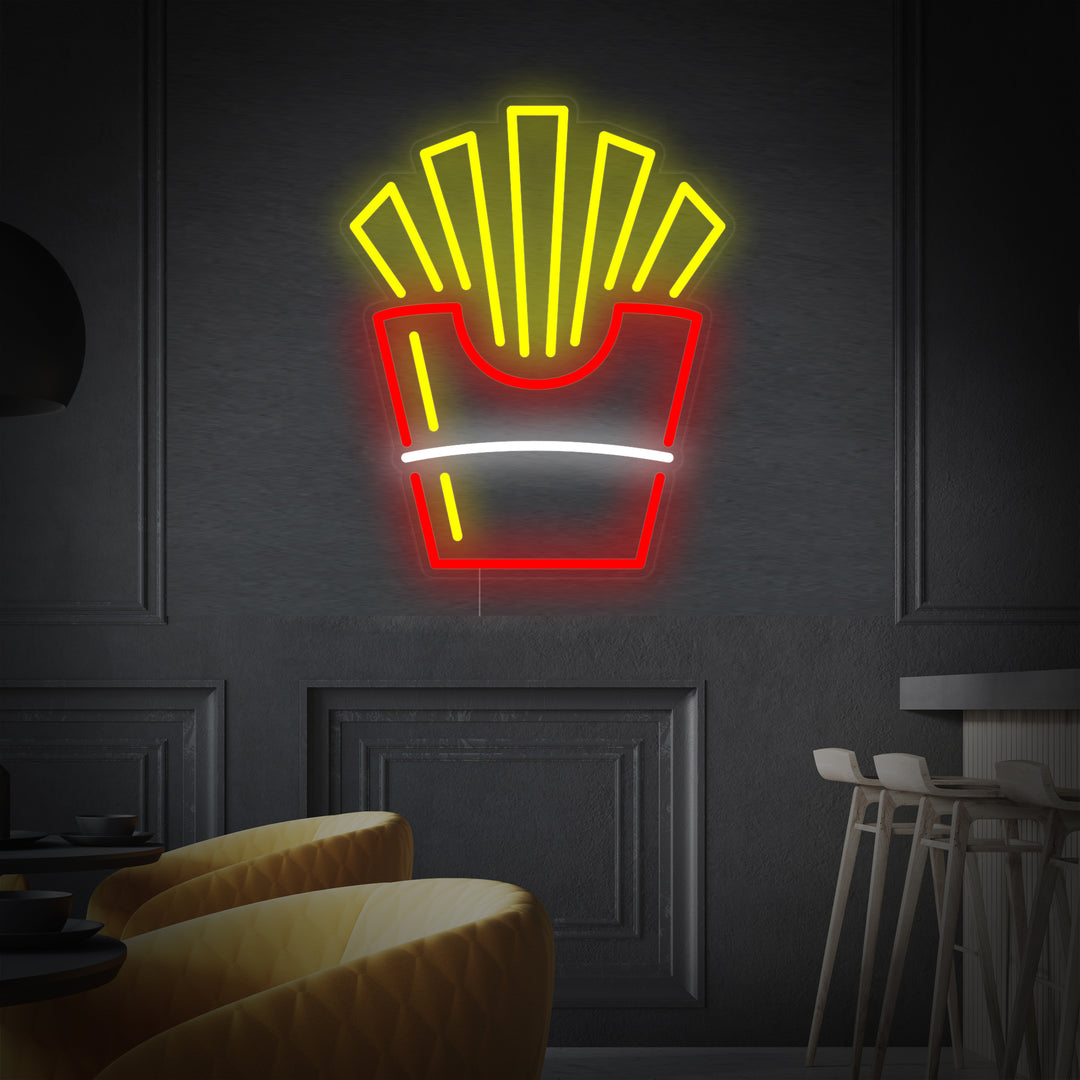 "Patate Fritte In Carta Patatine Fritte Cibo" Insegna al neon