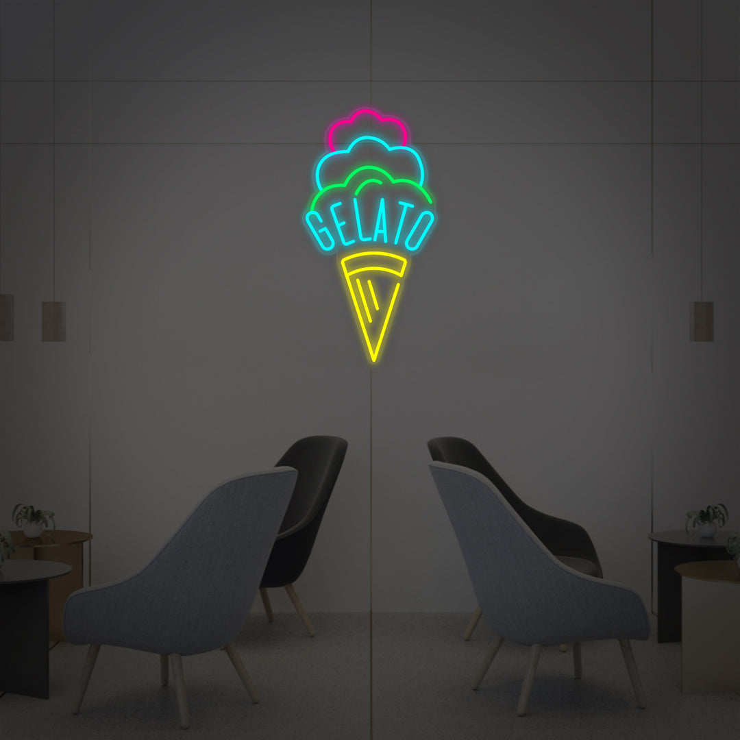 "Gelato, Gelato" Insegna al neon