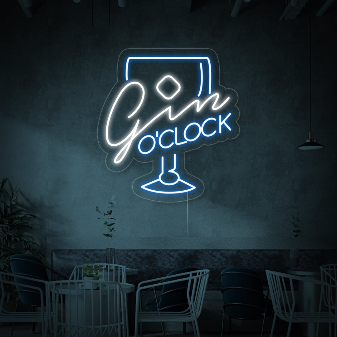 "Bicchiere Gin Oclock" Insegna al neon