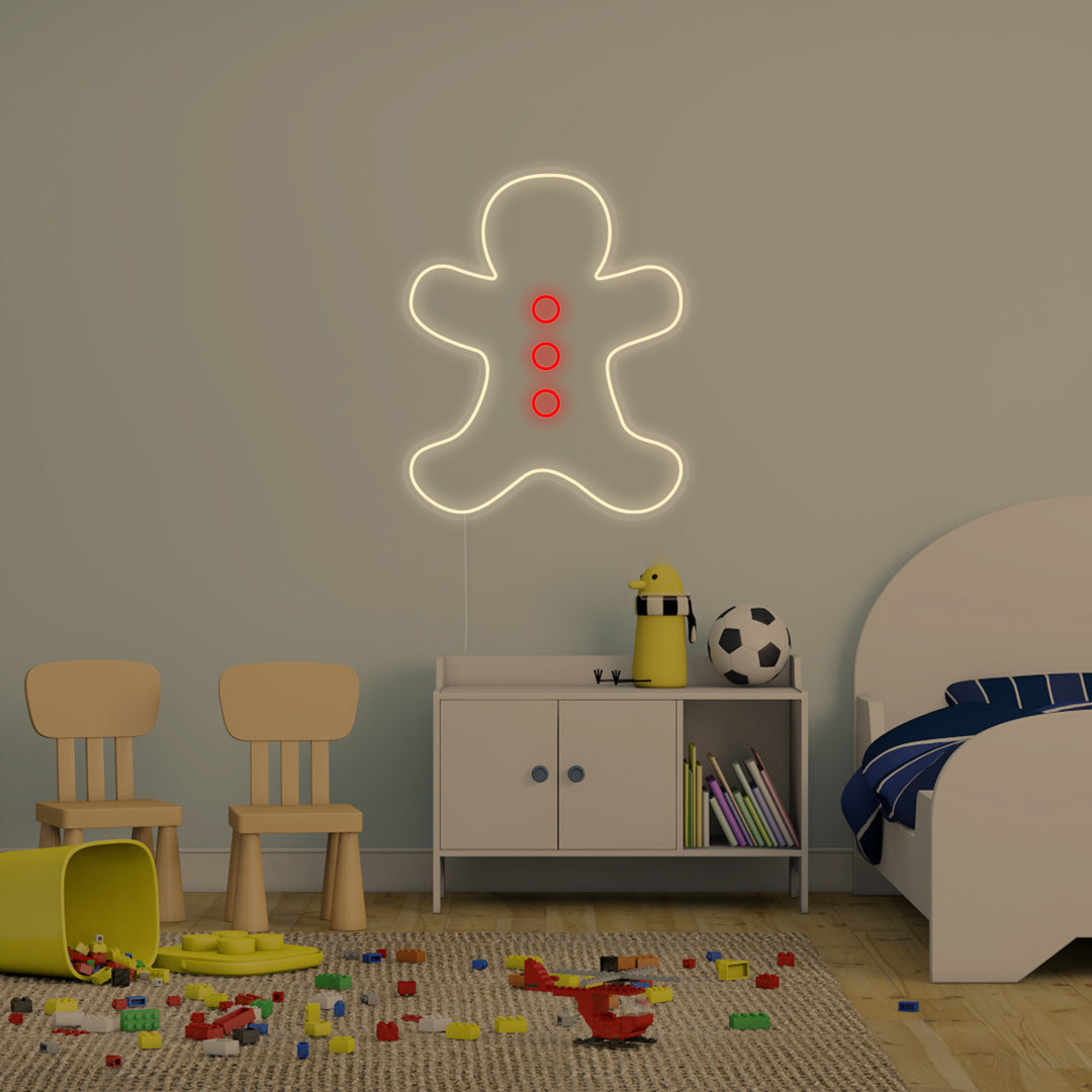 "Omino Di Pan Di Zenzero, Decorazione Camera Dei Bambini" Insegna al neon