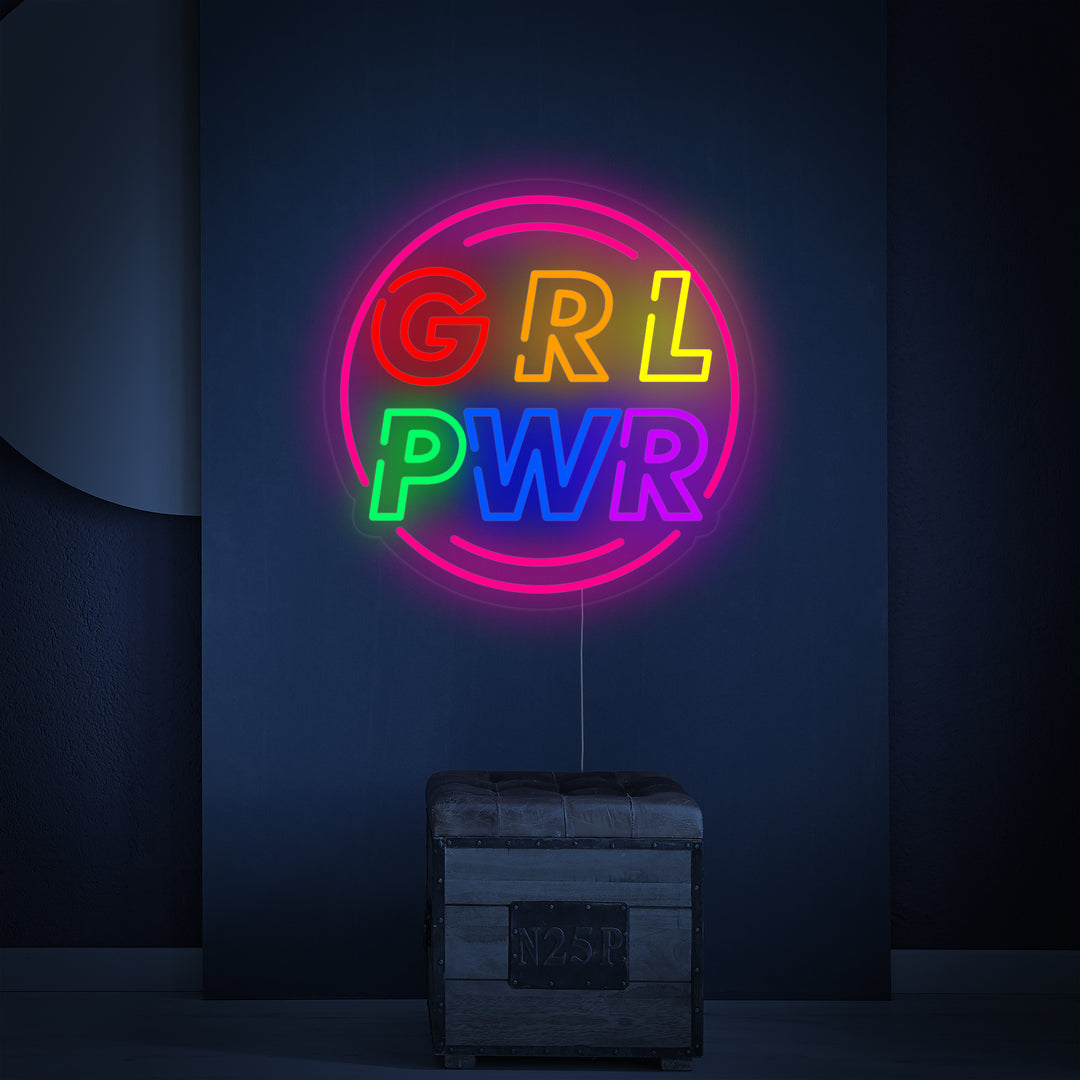 "Girl Power with Circle" Insegna al neon