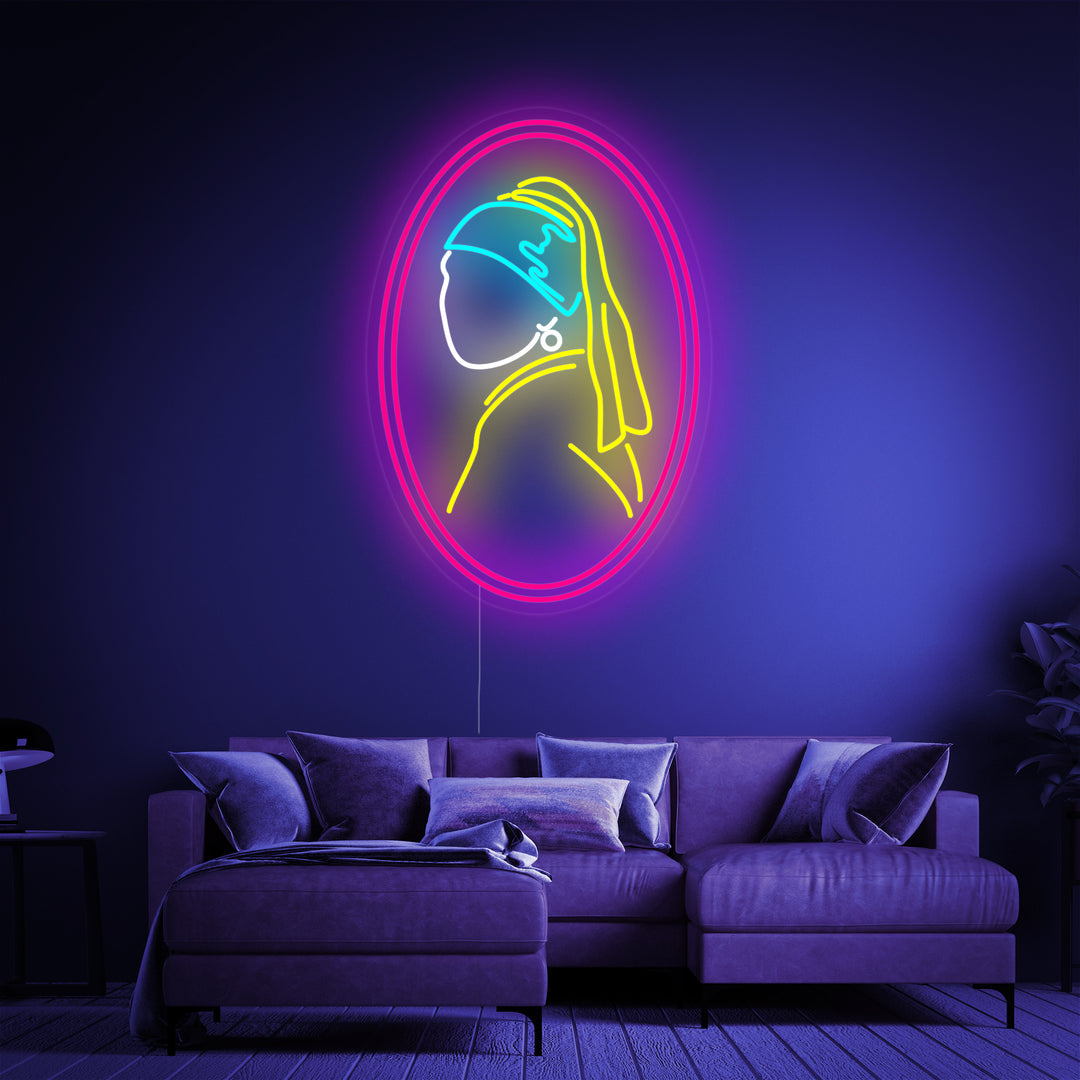 "Ragazza Con Perla Vermeer" Insegna al neon