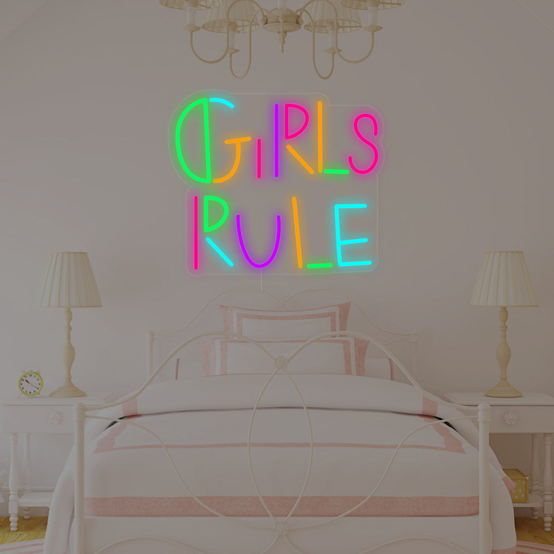 "Girls Rule, Decorazione Per La Camera Dei Bambini" Insegna al neon