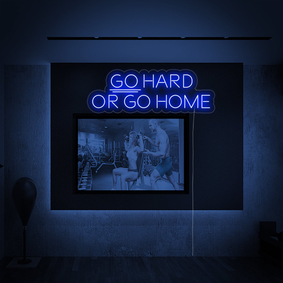 "Go Hard Or Go Home, Decorazioni Palestra, Citazioni Palestra, Citazioni Fitness, Citazioni Allenamento" Insegna al neon