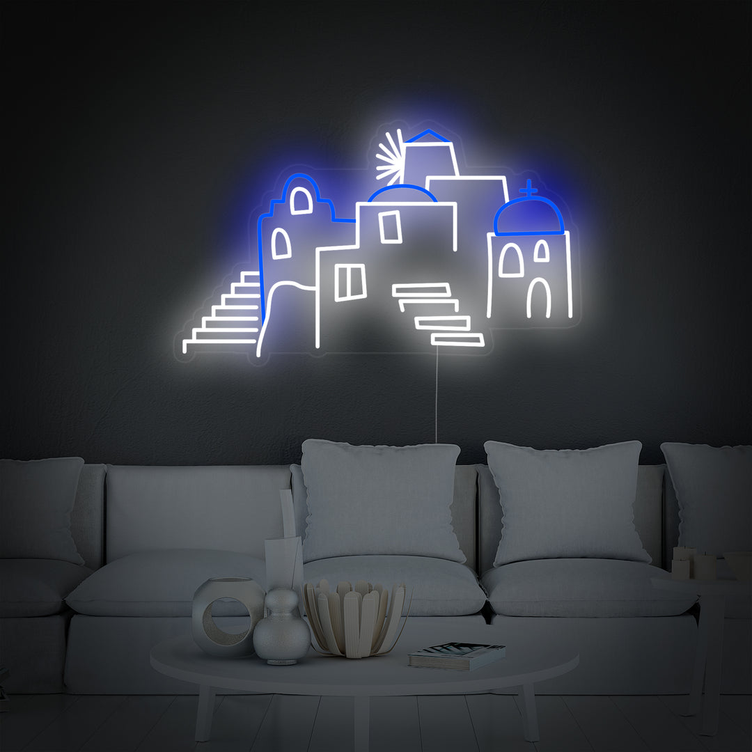 "Cupole Di Santorini In Grecia" Insegna al neon