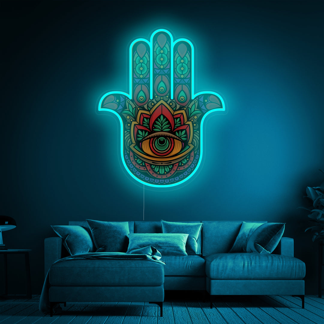"Mano Di Fatima E Stampa UV" Insegna al neon