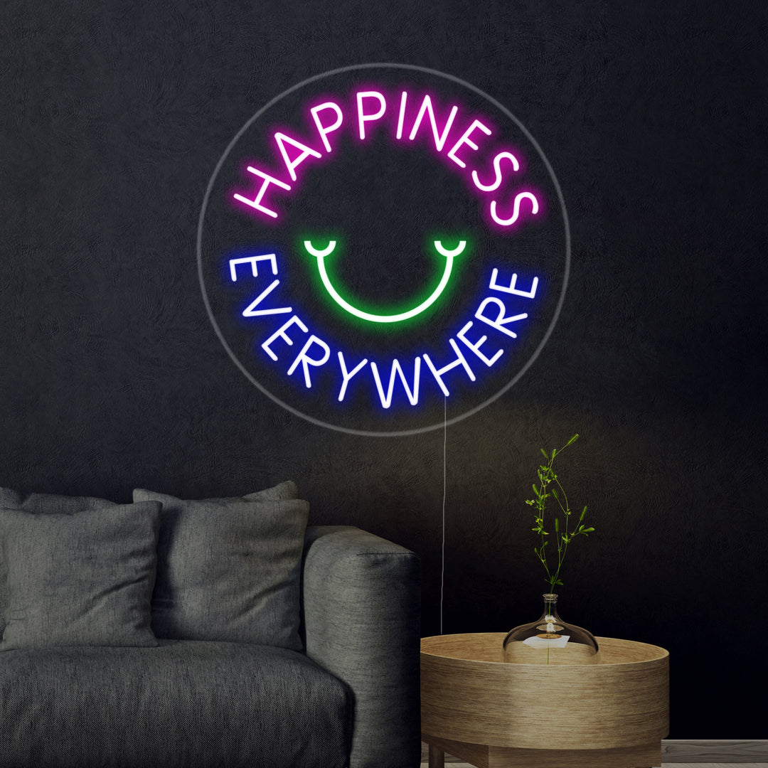 "Happyness Everywhere" Insegna al neon
