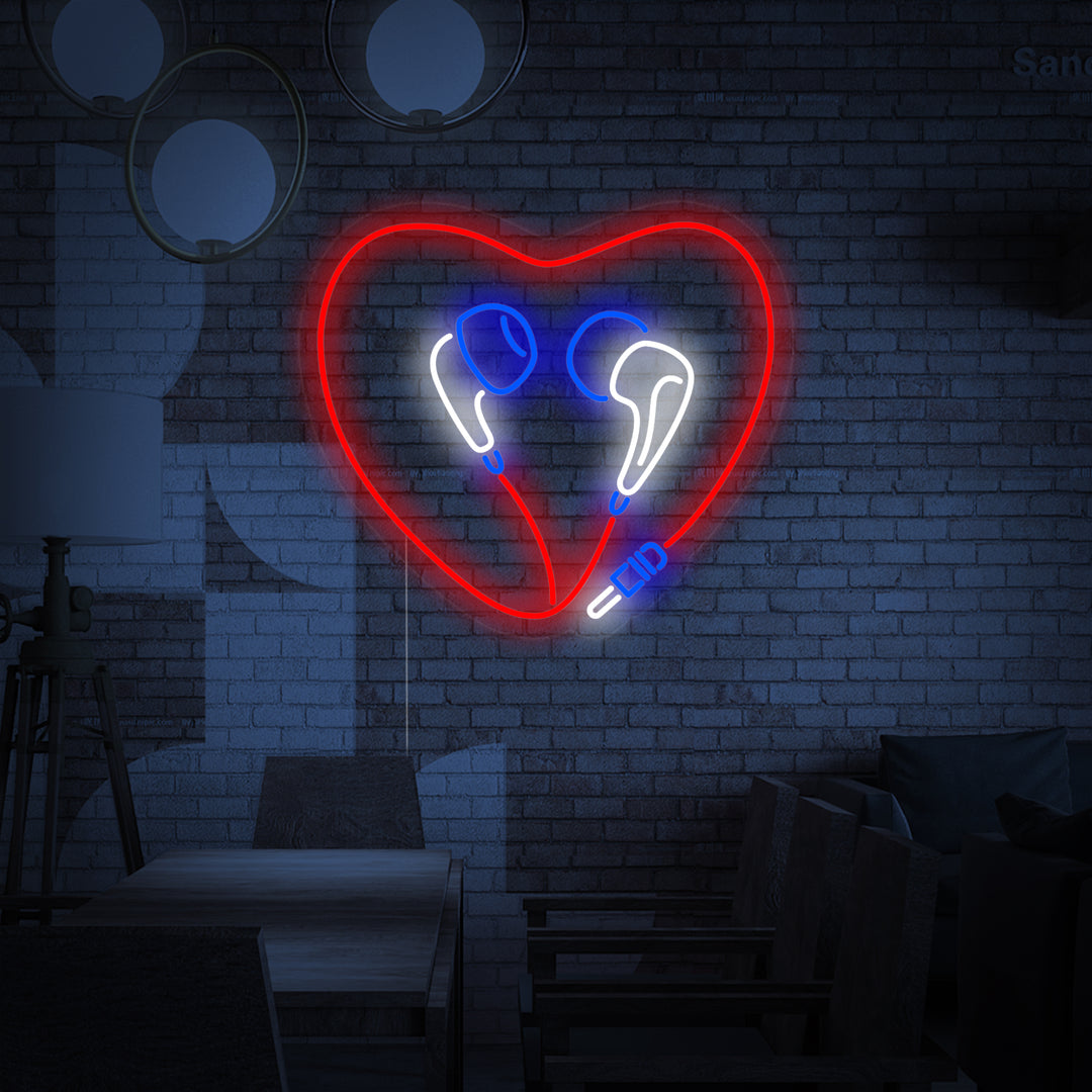 "Auricolari A Forma Di Cuore" Insegna al neon