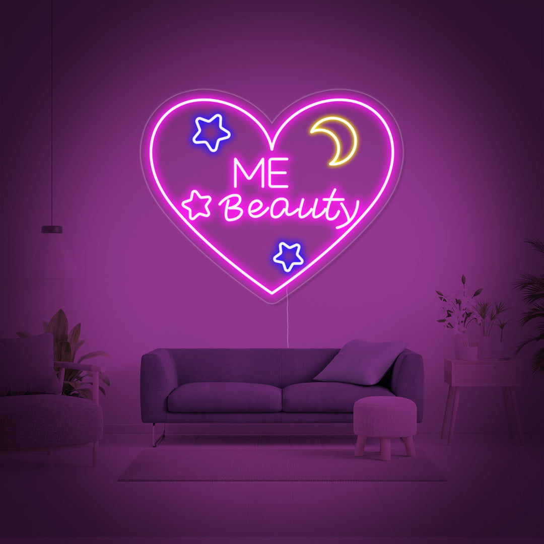 "Cuore, Amore, Me Beauty" Insegna al neon