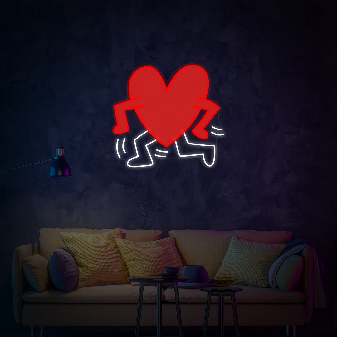 "Cuore Che Cammina" Insegna al neon