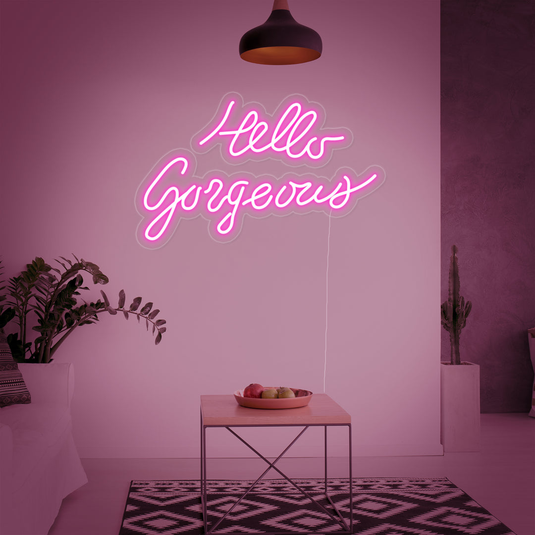 "Hello Gorgeous" Insegna al neon