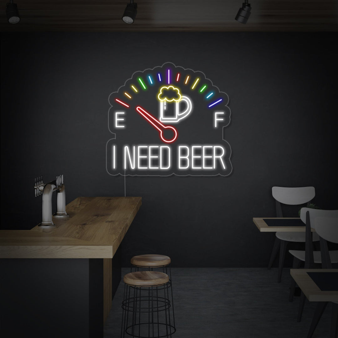 "I Need Beer Orologio" Insegna al neon