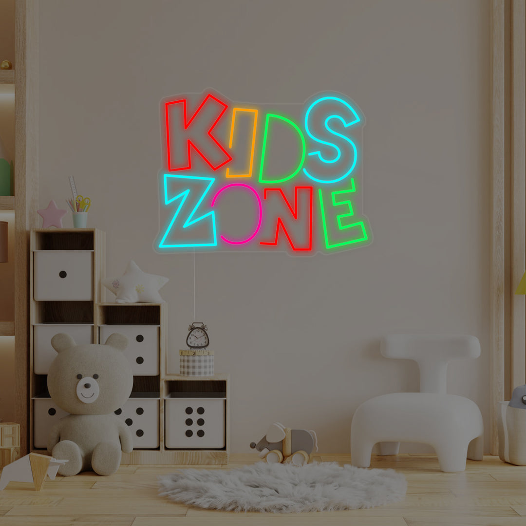 "Kids Zone, Decorazione della stanza dei bambini" Insegna al neon