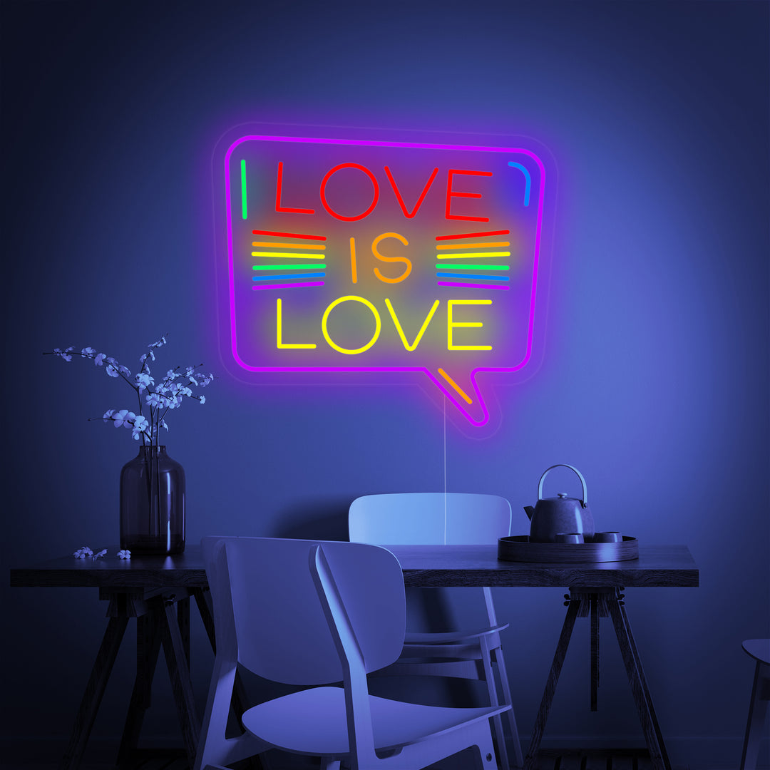 "LGBT LOVE IS LOVE, Arcobaleno" Insegna al neon
