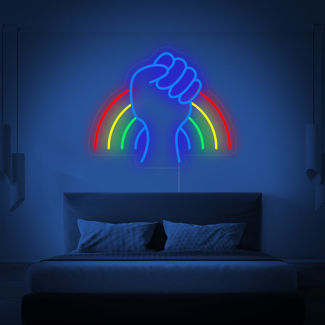 "Bandiera Arcobaleno Lgbt Pride Unica" Insegna al neon
