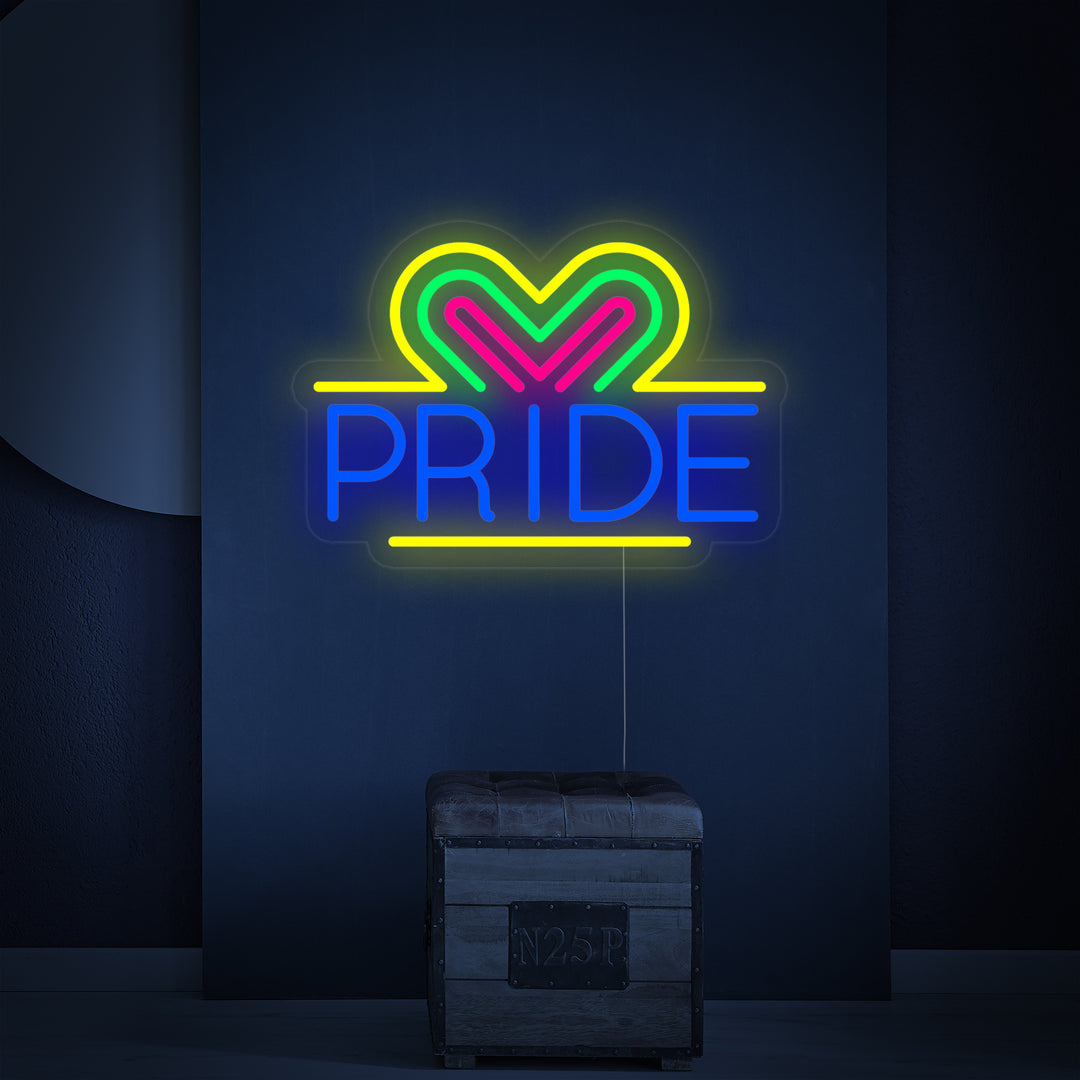 "LGBT, PRIDE, Cuori" Insegna al neon
