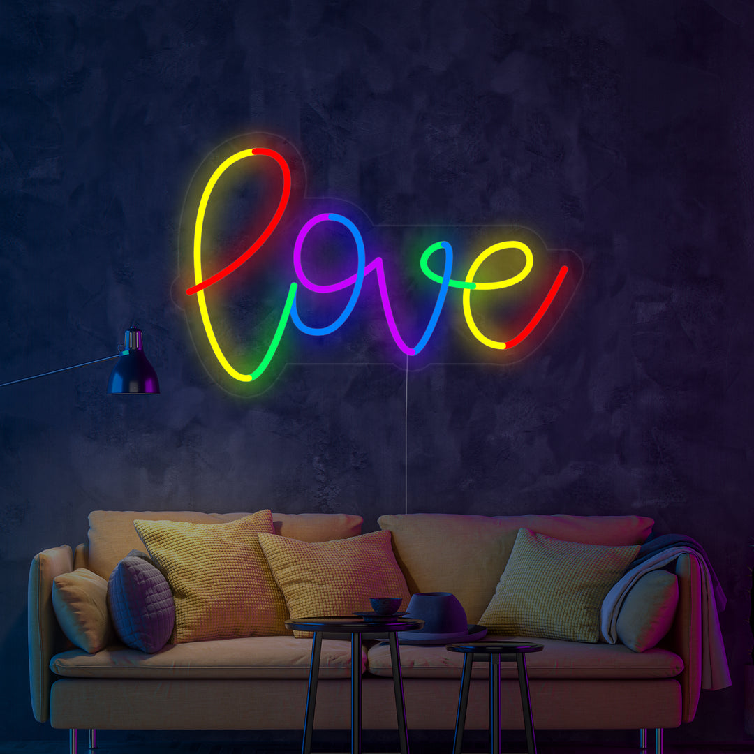 "LGBT, Arcobaleno, LOVE" Insegna al neon