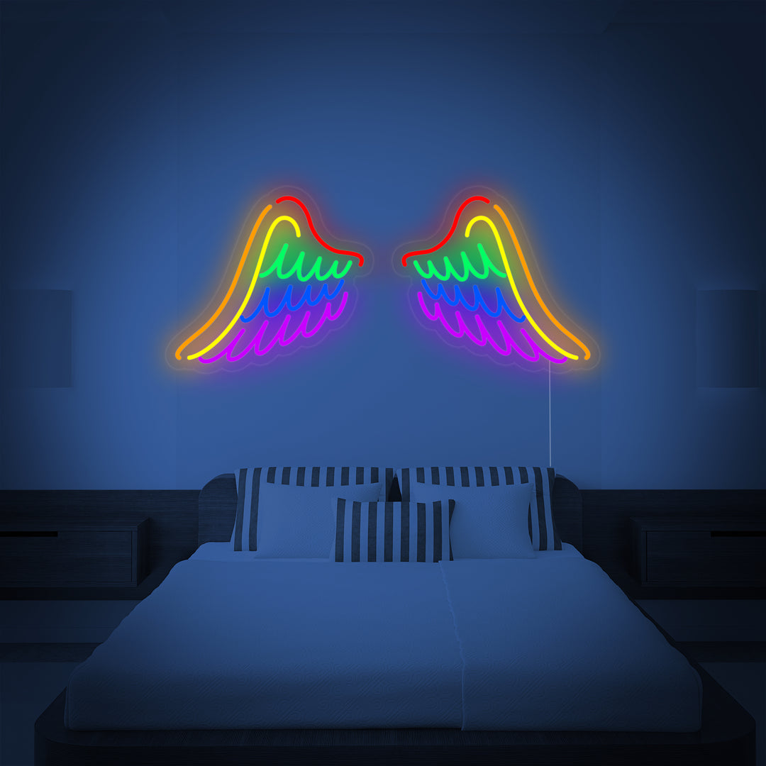 "Bandiera Arcobaleno Lgbt Pride Unica, Ali" Insegna al neon