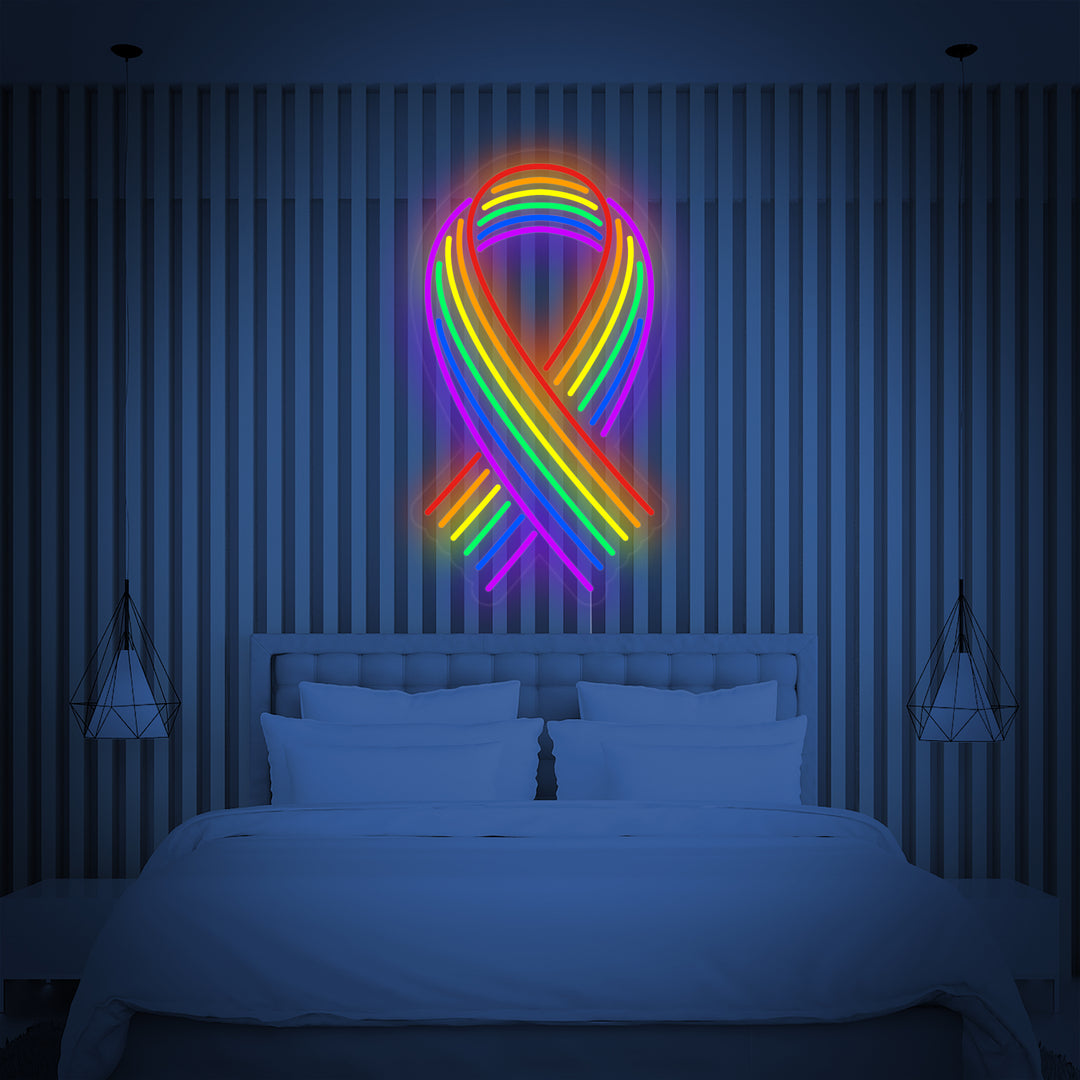 "Bandiera Arcobaleno Lgbt Pride Unica, Nastro" Insegna al neon