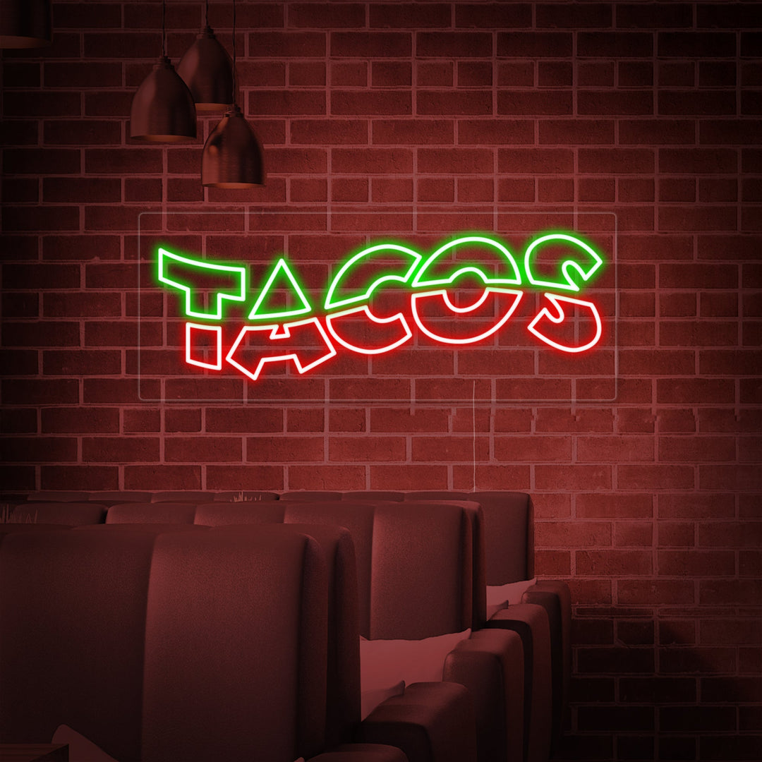 "TACO, Cibo messicano" Insegna al neon