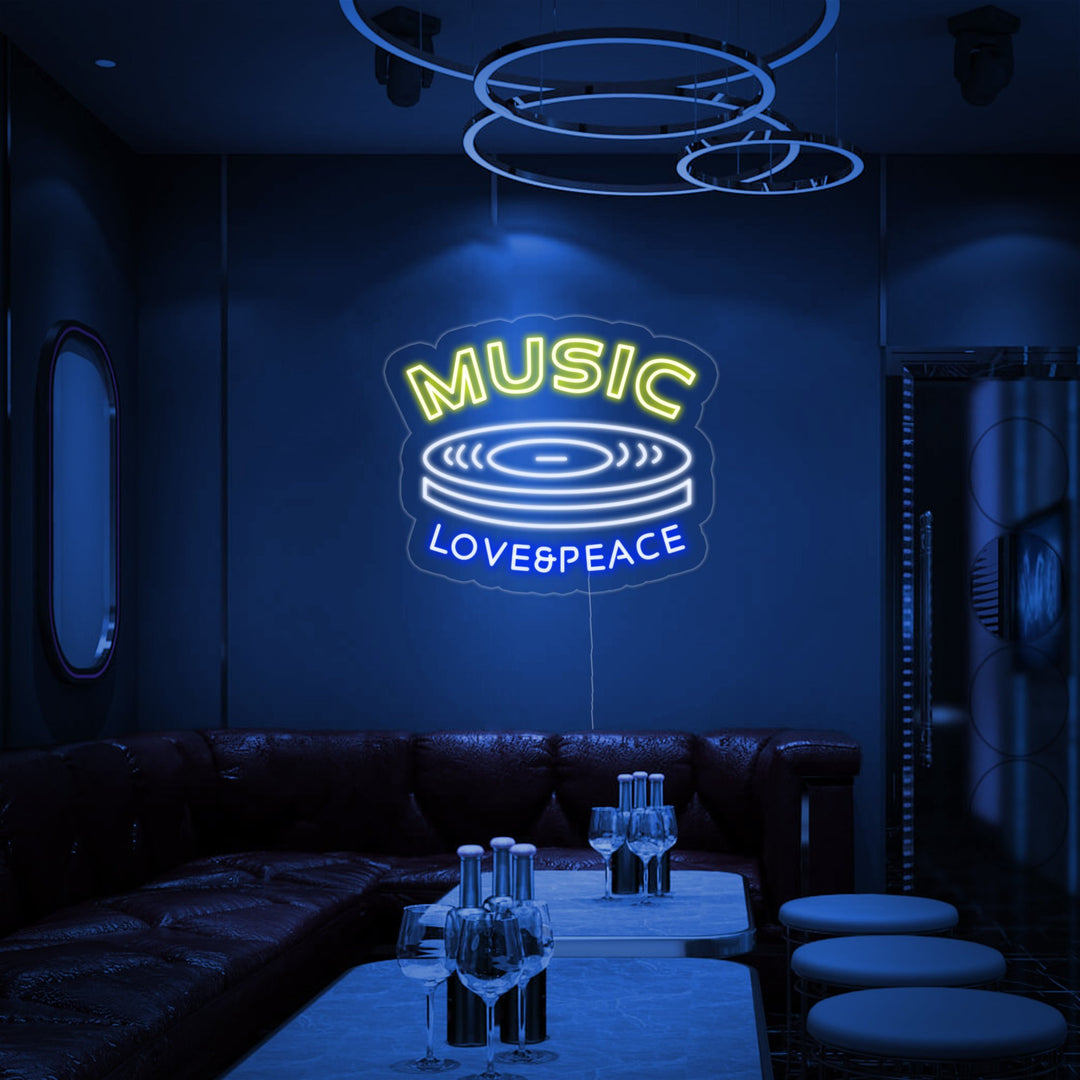 "Music Love Peace" Insegna al neon