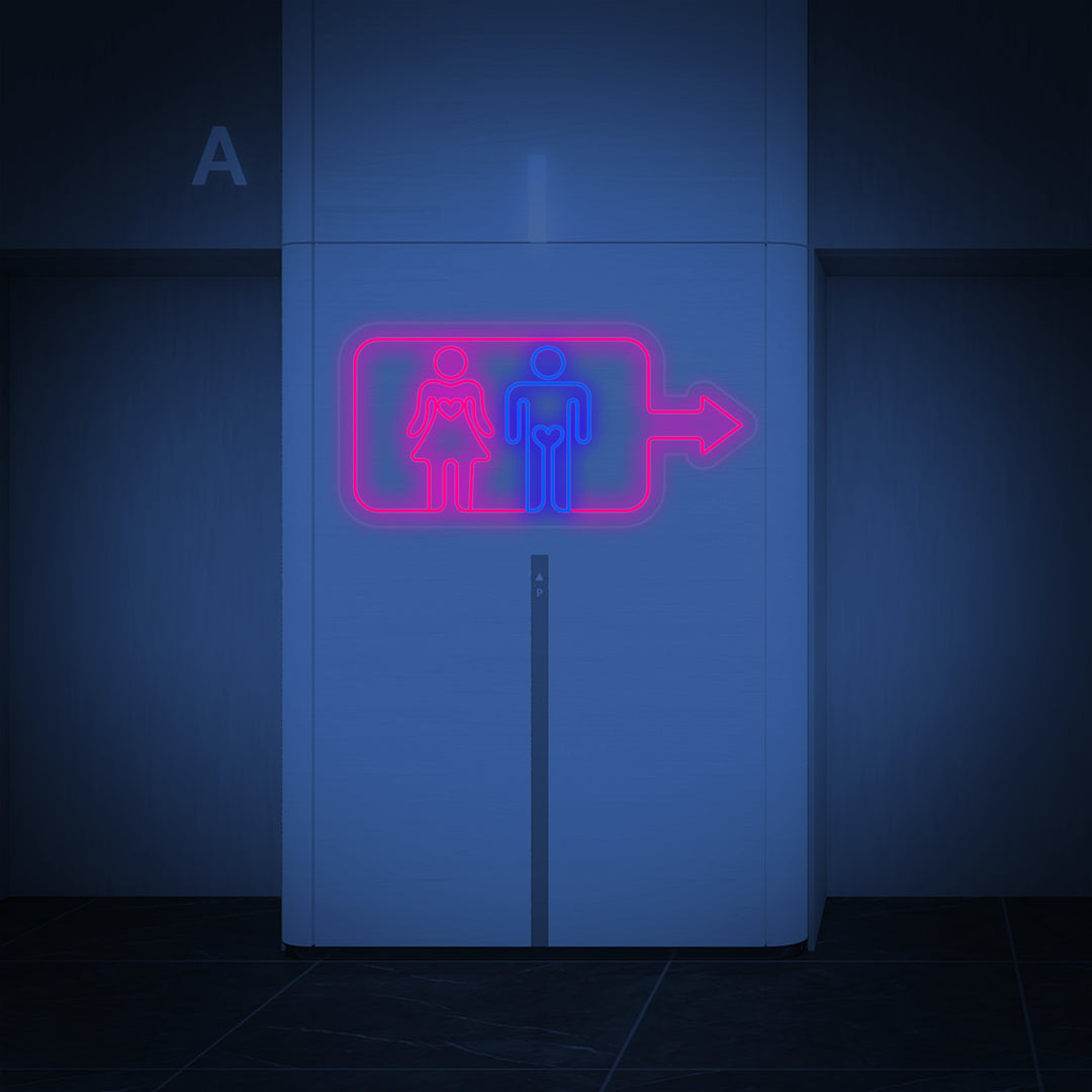 "Uomini Donne Bagno Parete Lavatoio" Insegna al neon