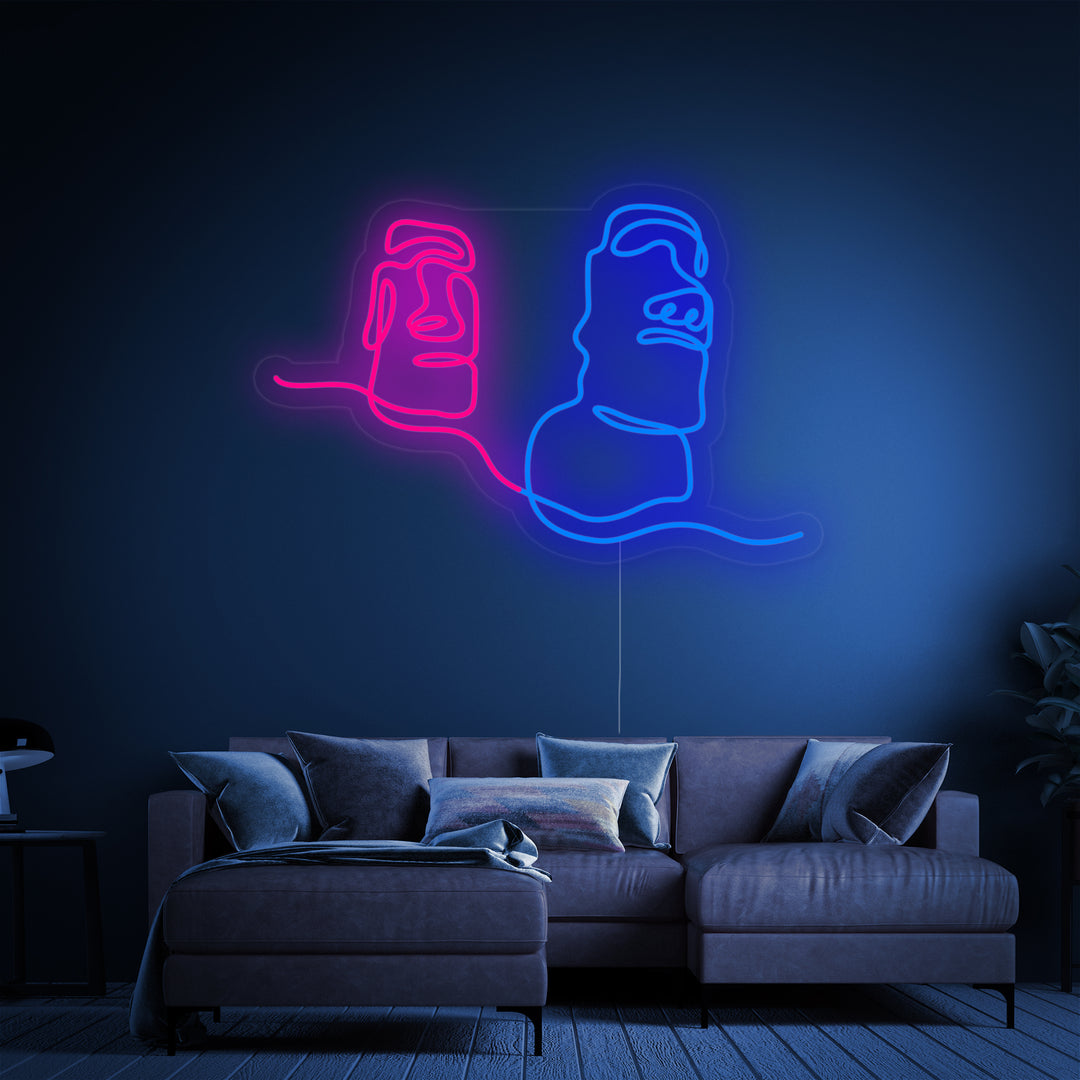"Moai Isola Di Pasqua Stato Gigante Cile" Insegna al neon