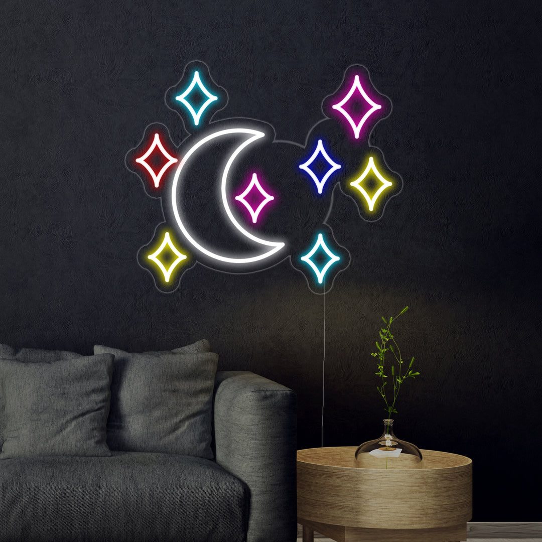 "Luna, Stella" Insegna al neon