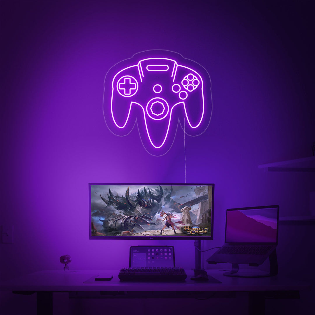 "N64 Controller di gioco, decorazione della sala giochi" Insegna al neon