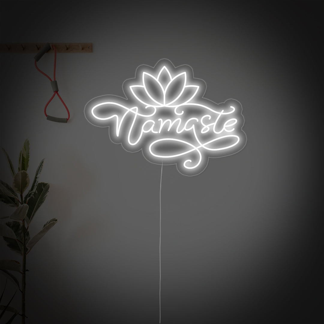"Nameste Di Loto Yoga, Decorazioni Yoga" Insegna al neon