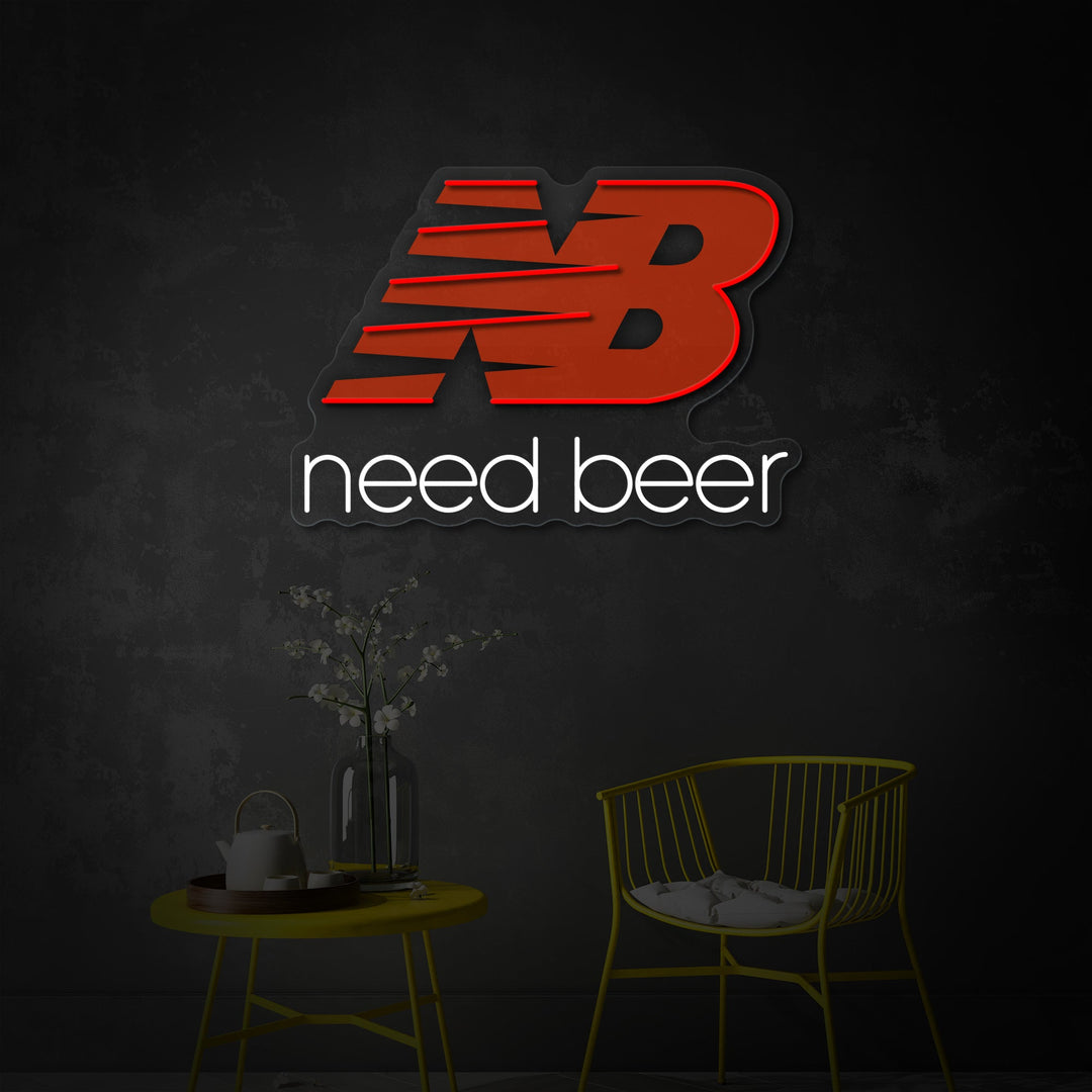 "Need Beer" Insegna al neon a LED stampata con UV