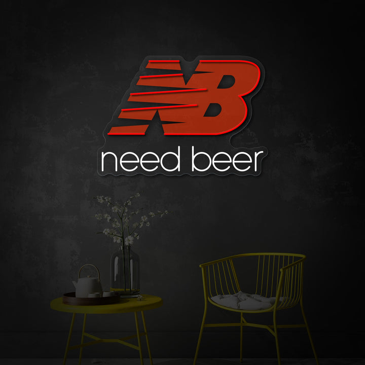 "Need Beer" Insegna al neon a LED stampata con UV
