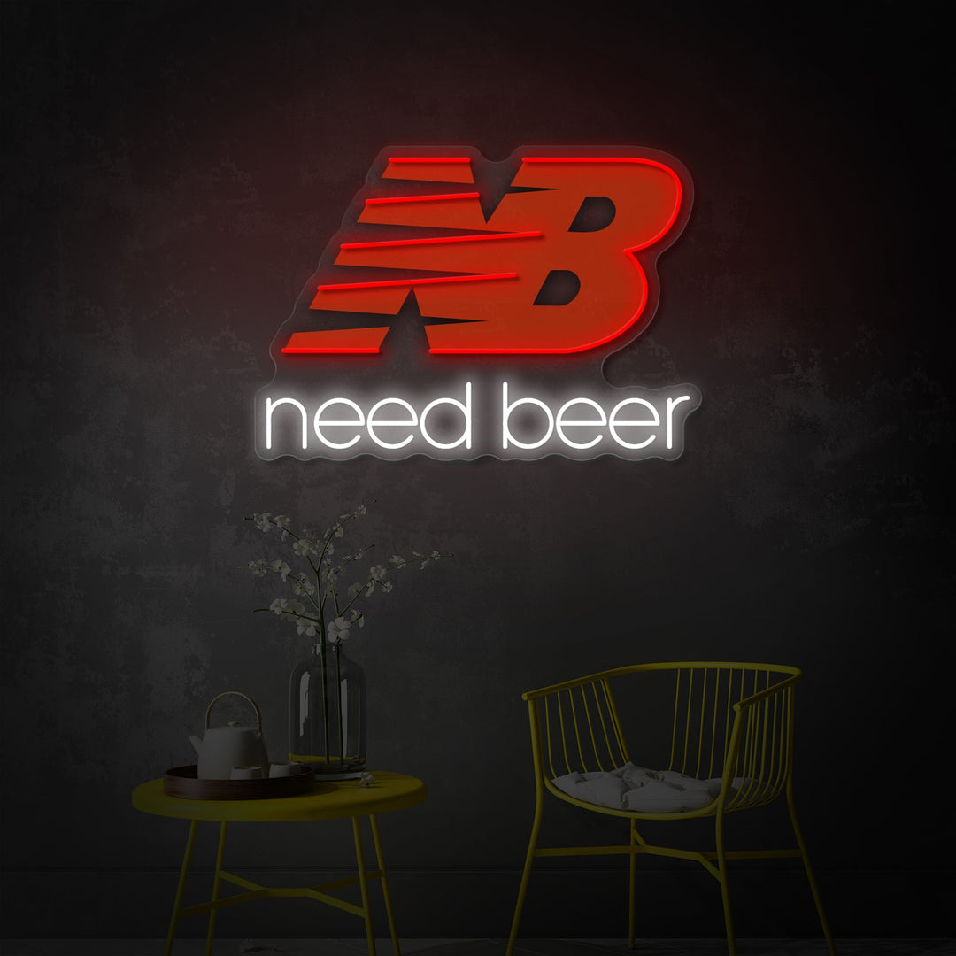 "Need Beer" Insegna al neon a LED stampata con UV