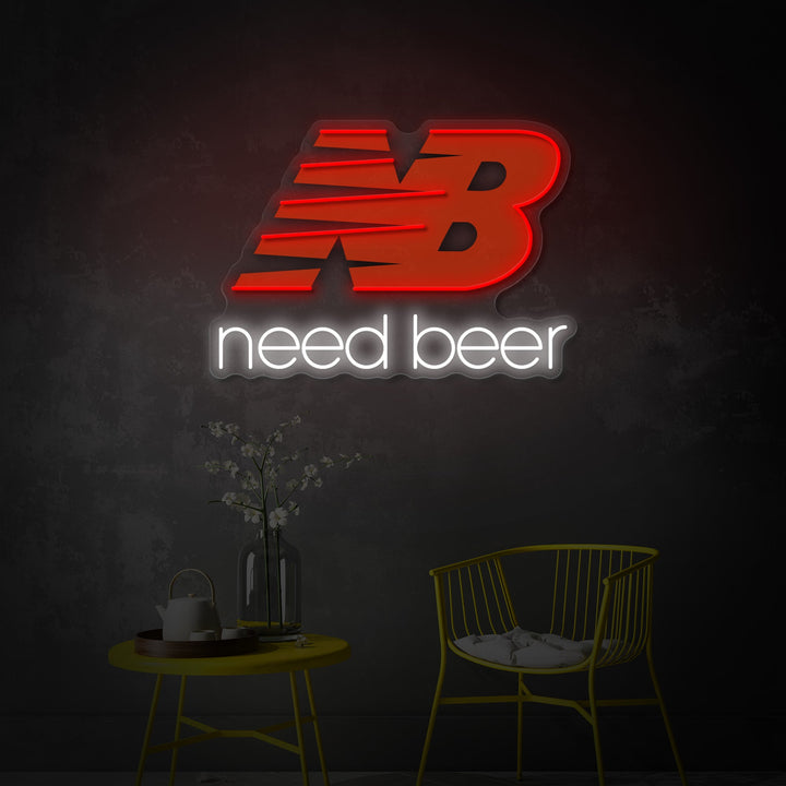 "Need Beer" Insegna al neon a LED stampata con UV