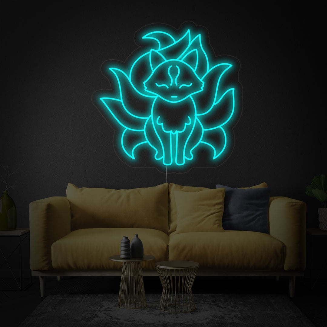 "Anime Volpe A Nove Code" Insegna al neon