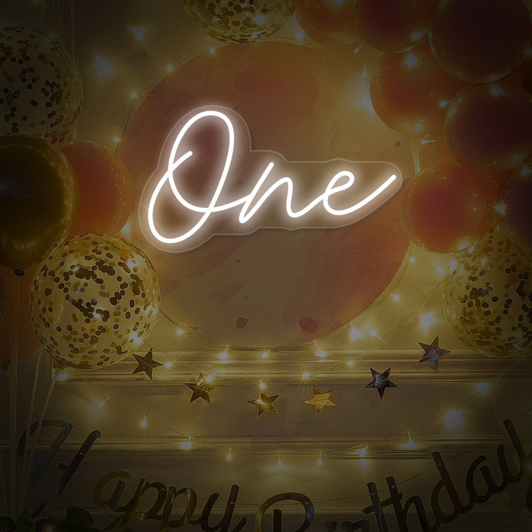 "one, Decorazione per il primo compleanno" Insegna al neon