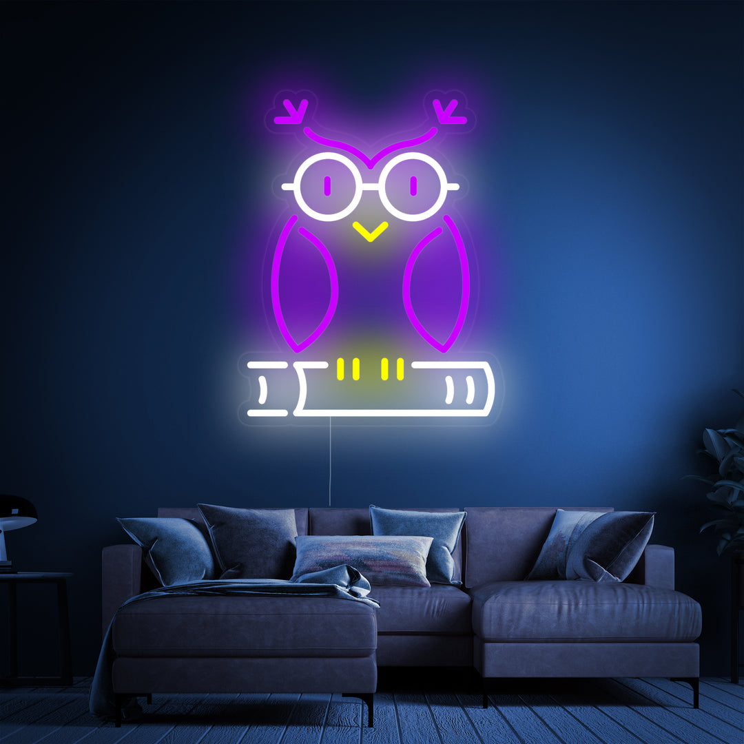 "Gufo Su Libro" Insegna al neon