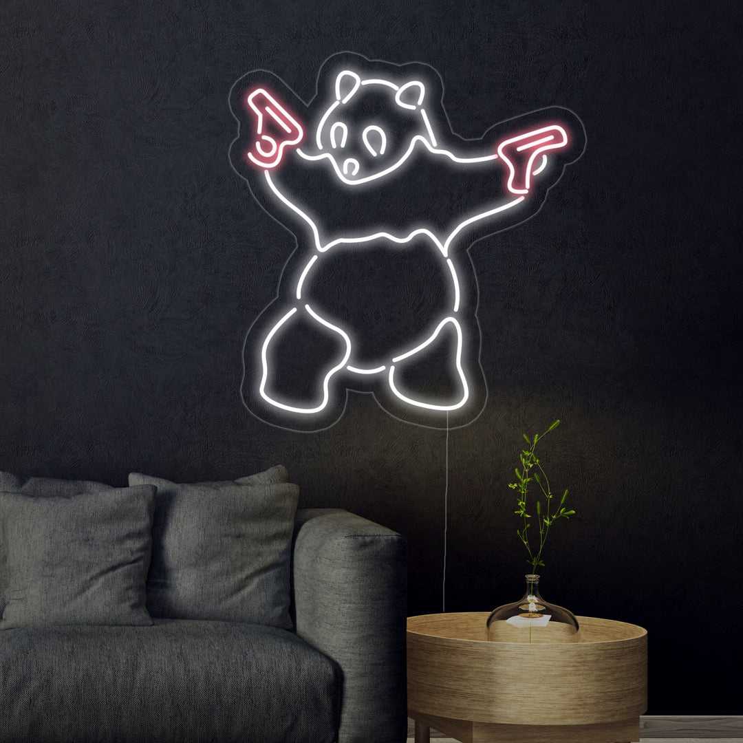 "Panda, Pistola" Insegna al neon