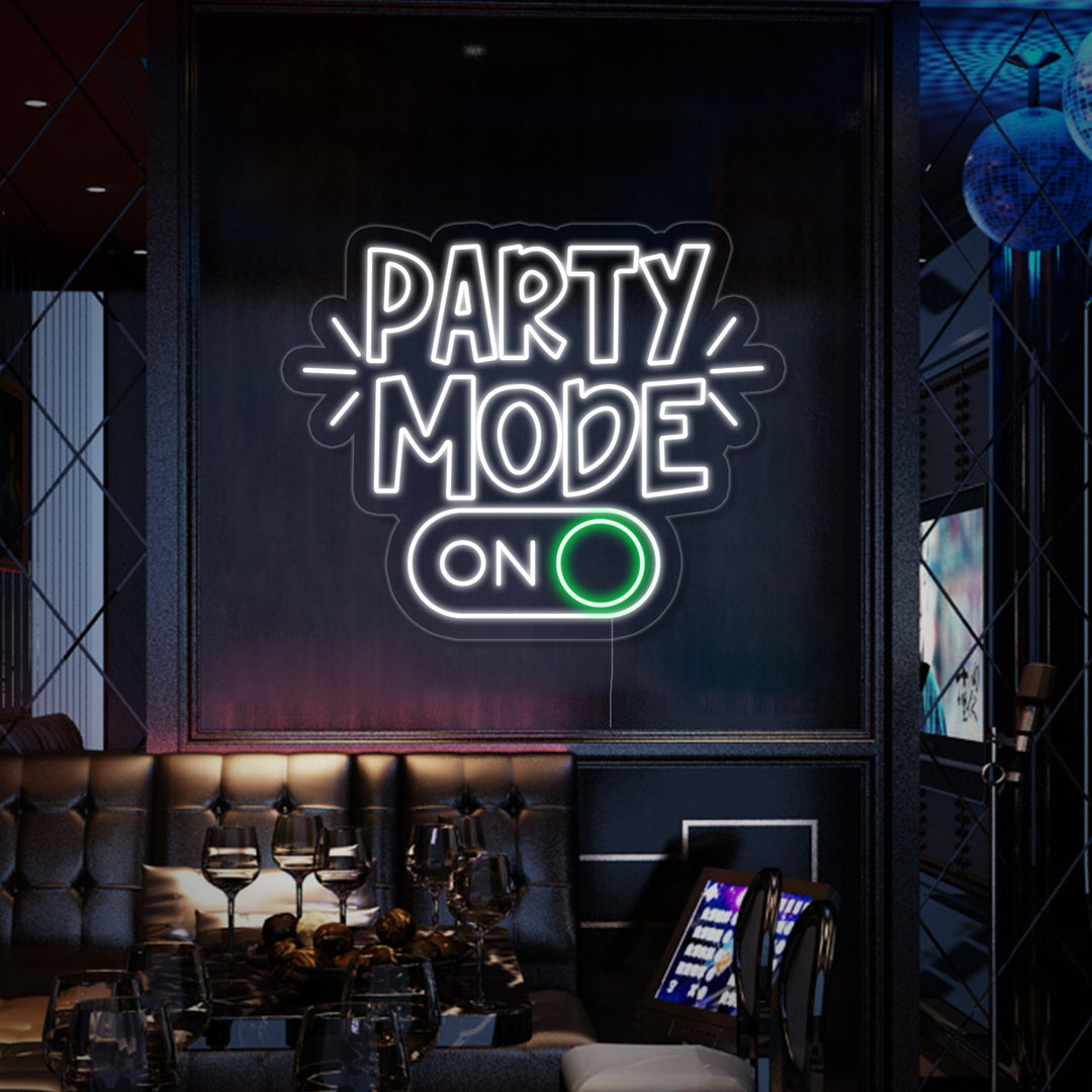 "Party Mode On" Insegna al neon