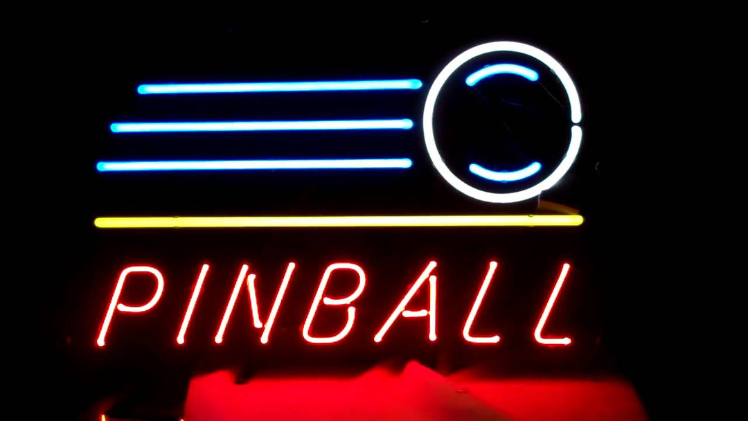 "Pinball, Negozio Aperto" Insegna al neon