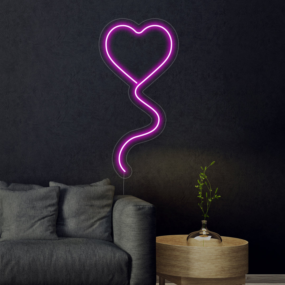 "Palloncino Cuore Rosa" Insegna al neon