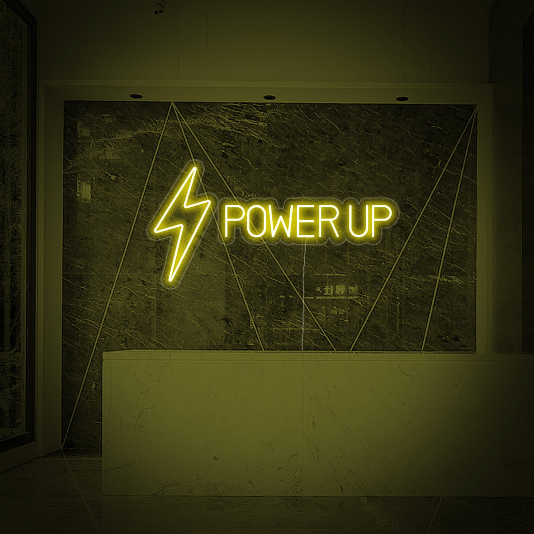 "Power Up, Arredamento Palestra, Citazioni Palestra, Citazioni Fitness, Citazioni Allenamento" Insegna al neon