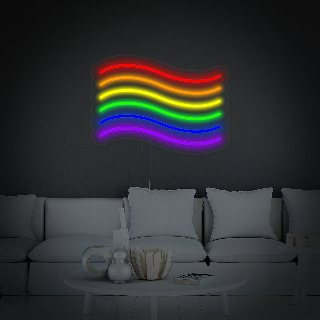 "Bandiera Arcobaleno Lgbt Pride Unica" Insegna al neon