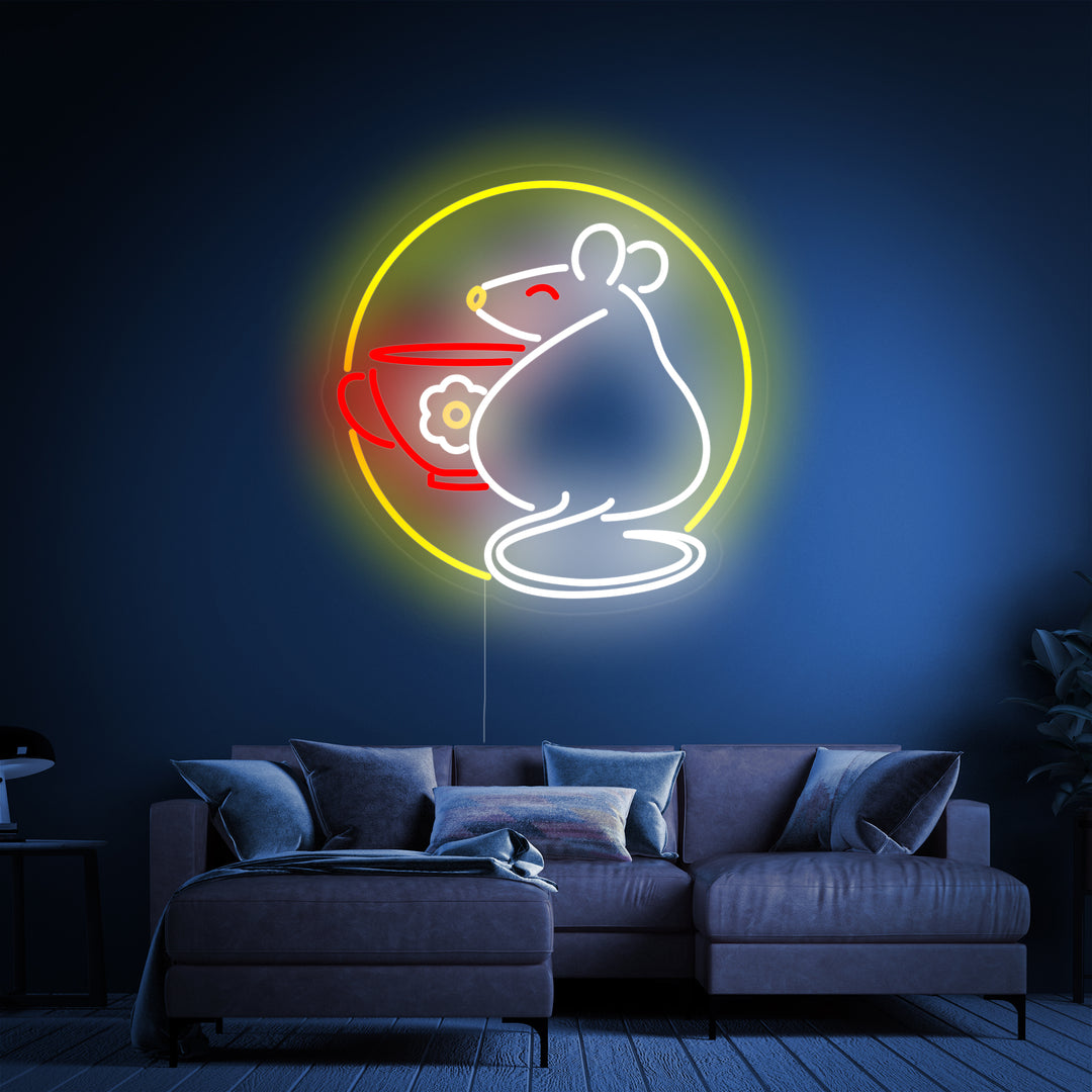 "Ratto Con Tazza" Insegna al neon