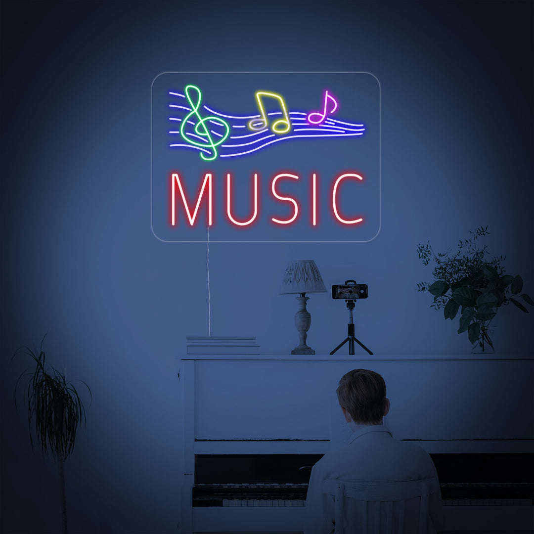 "Music, Note Musicali" Insegna al neon
