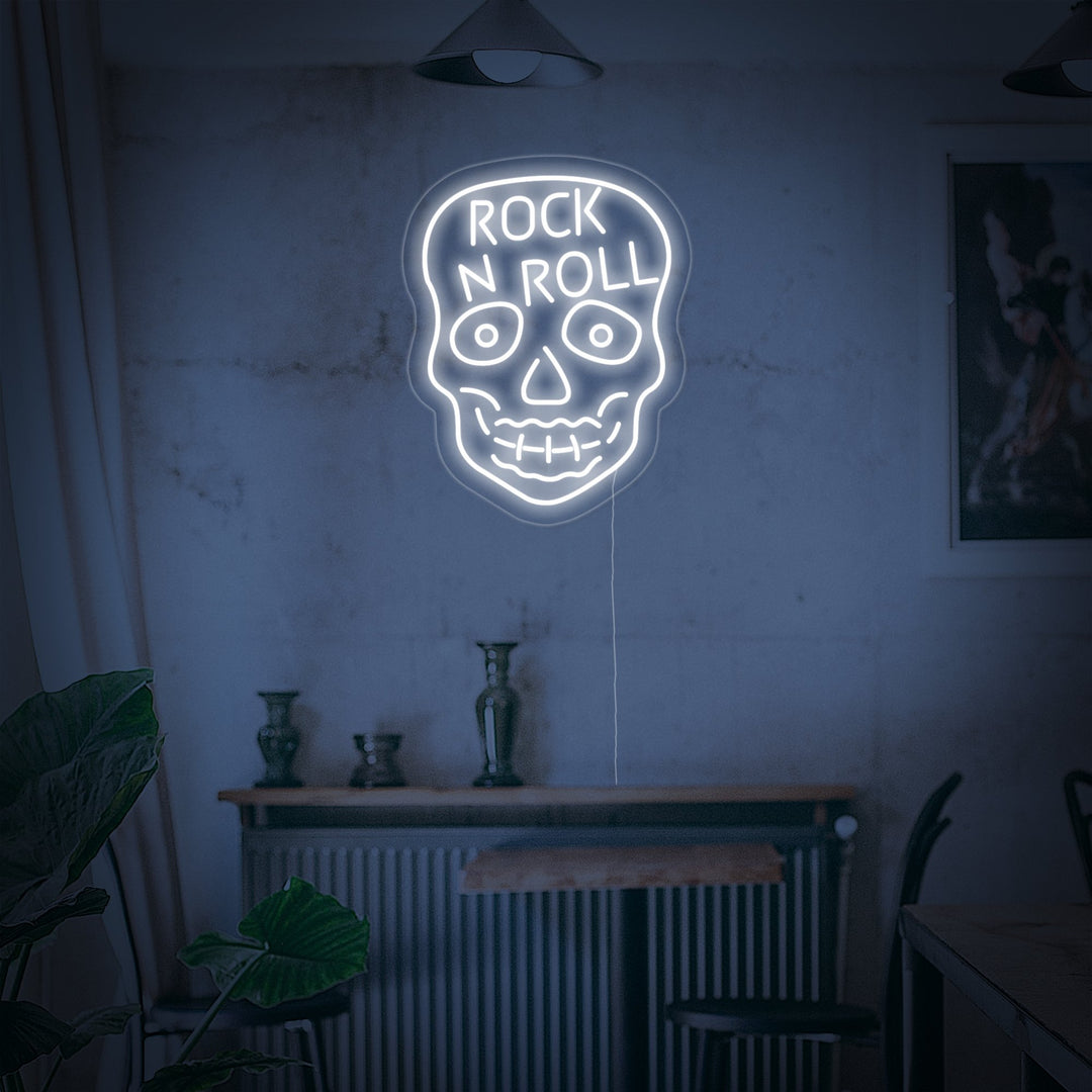 "Rock N Roll, Teschio" Insegna al neon