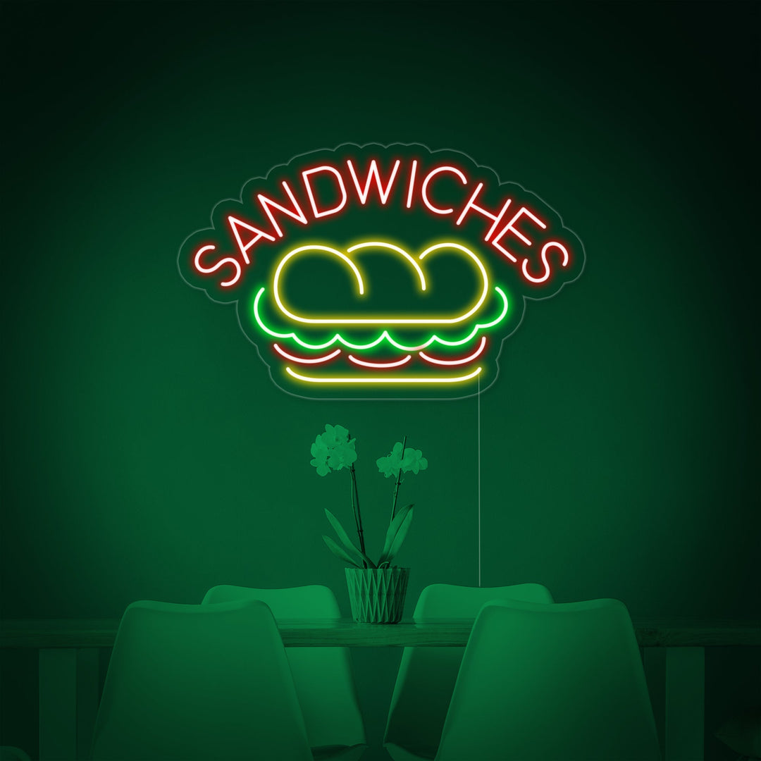 "SANDWICHES, Cibo" Insegna al neon