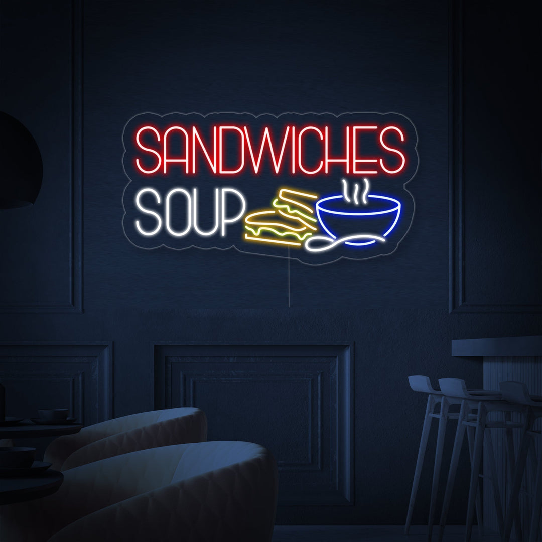 "SANDWICHES SOUP" Insegna al neon