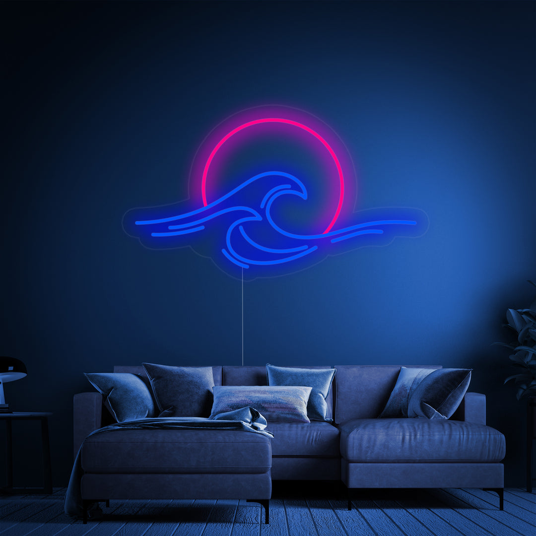"Mare Tramonto Alba Onda" Insegna al neon